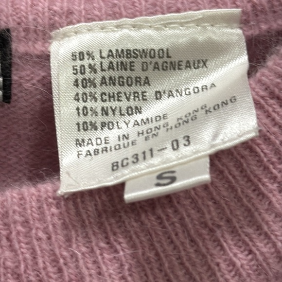 VTG Pink crewneck sweater SZ S Angora Blend classic 3/4 sleeve classic prep GUC - Picture 3 of 6